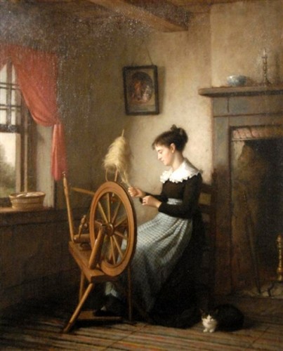 Platt Powell Ryder (1821 – 1896) Woman at Spinning Wheel