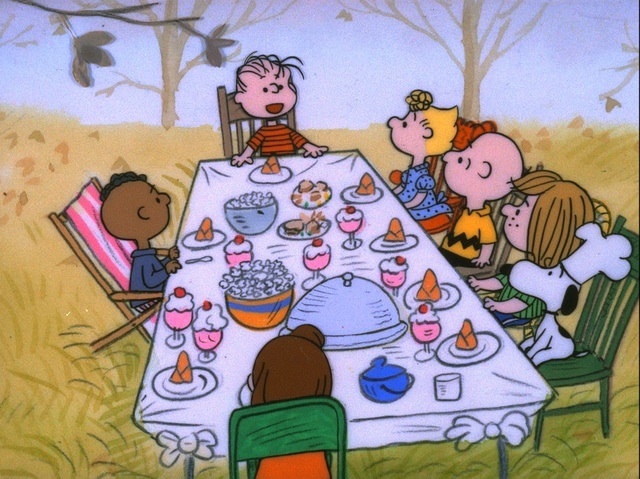 FRANKLIN, LINUS, SALLY, CHARLIE BROWN, PEPPERMINT PATTY, SNOOPY AND MARCIE